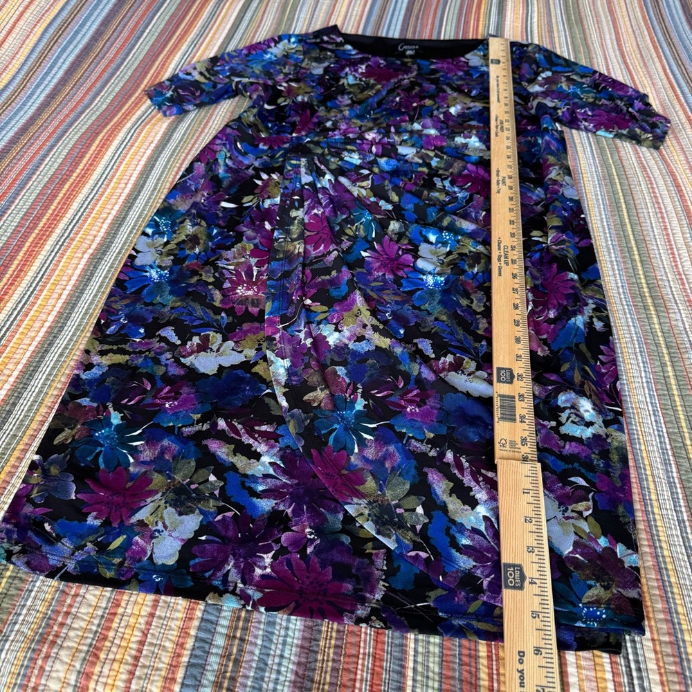 Connected Apparel Floral Dress Gathered waist no wrinkle 3/4 sleeve 20W - Picture 8 of 10